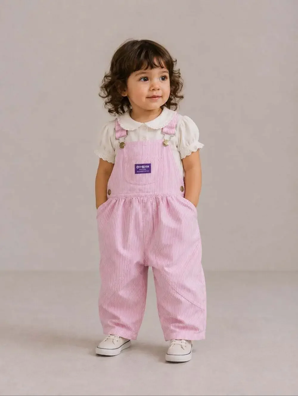 Vintage OshKosh B’Gosh Overalls 24M Pink Stripe Baby Girls Railroad